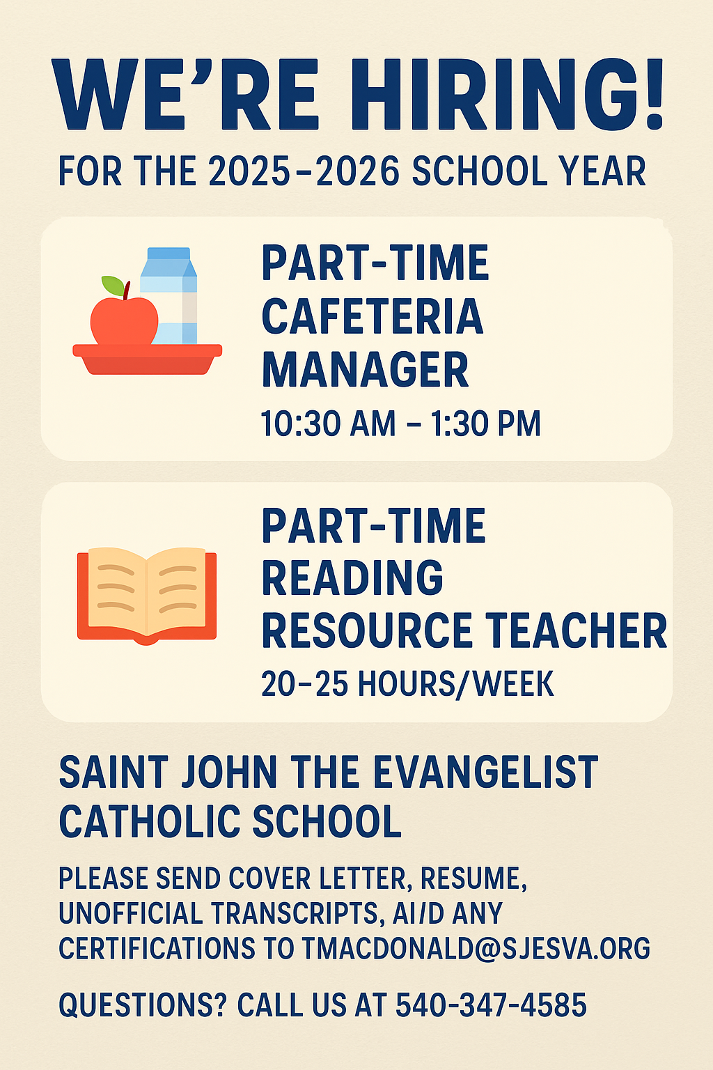 We’re Hiring for the 2025–2026 School Year!
